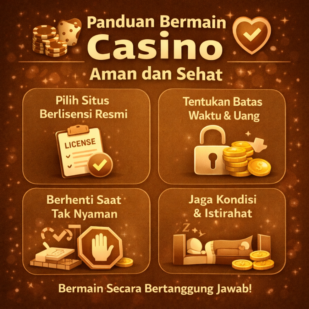Panduan bermain casino aman & sehat: cek legalitas, tetapkan batas, hindari utang, rehat rutin, dan berhenti saat mulai stres atau emosi. Setiap sesi.